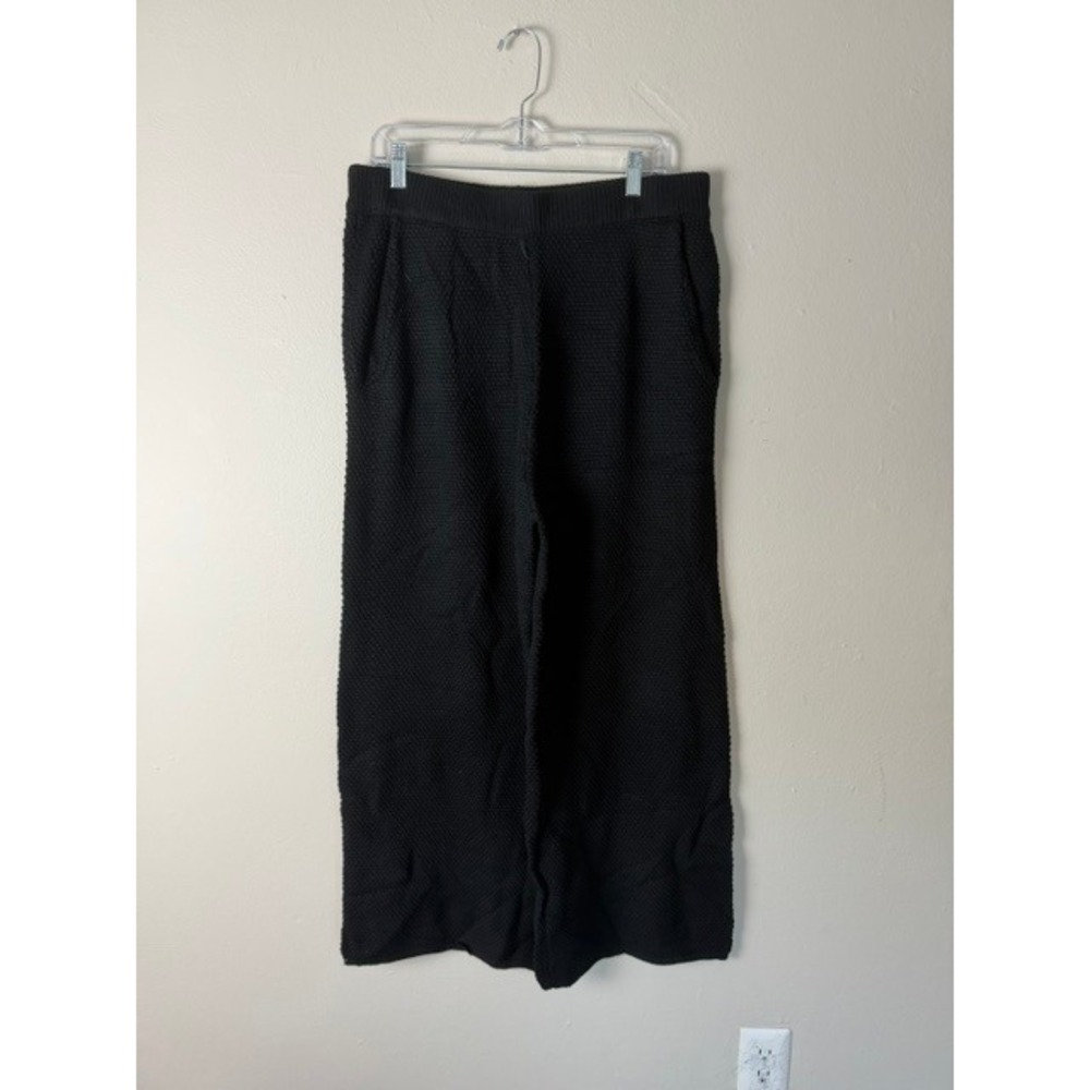 Chic Soul Black Knit 2 Piece Lounge Set Henley Sweater Wide Leg Pants Plus 1X - Picture 3 of 5